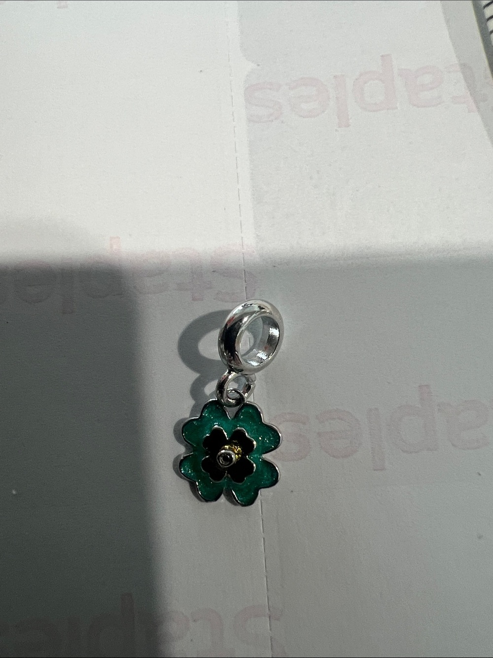 Green Flower Enamel Charm Pendant - Women Jewelry